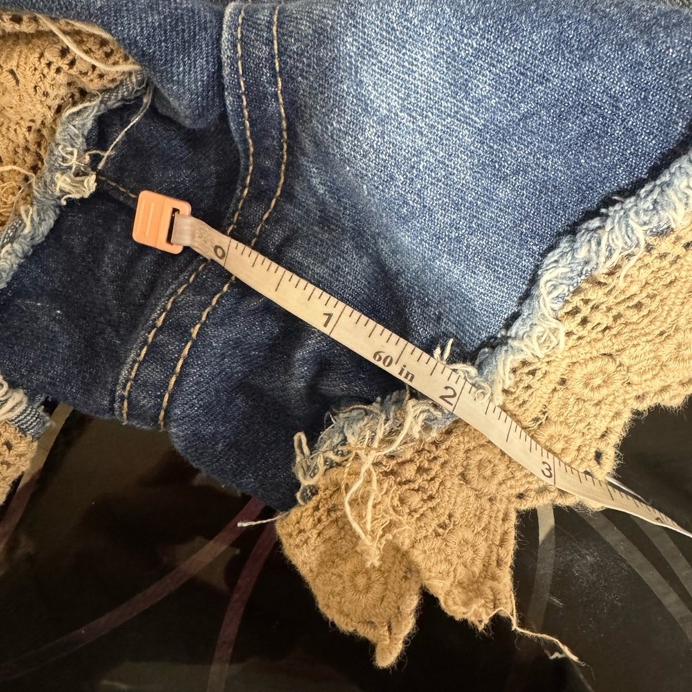 Free People Blue Denim Lace Trim Jean Shorts - Picture 8 of 10